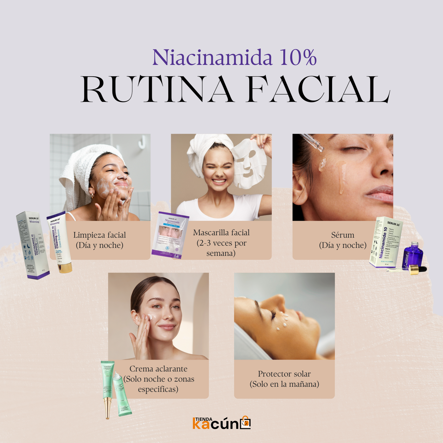 Serum 10 + Crema Limpiadora + Aclarante + 3 Mascarillas GRATIS