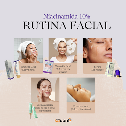 Serum 10 + Crema Limpiadora + Aclarante + 3 Mascarillas GRATIS